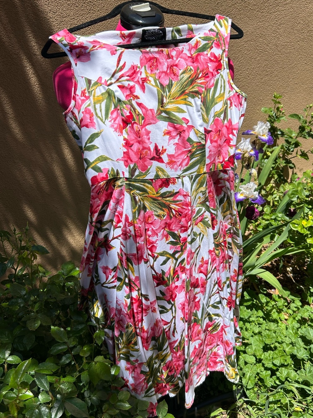 Hearts & Roses White Floral Dress with Pink & Green Accents